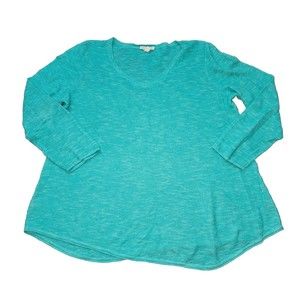 Eileen Fisher Womens Large Sweater  Organic Linen Cotton Knit V Neck Lightweight